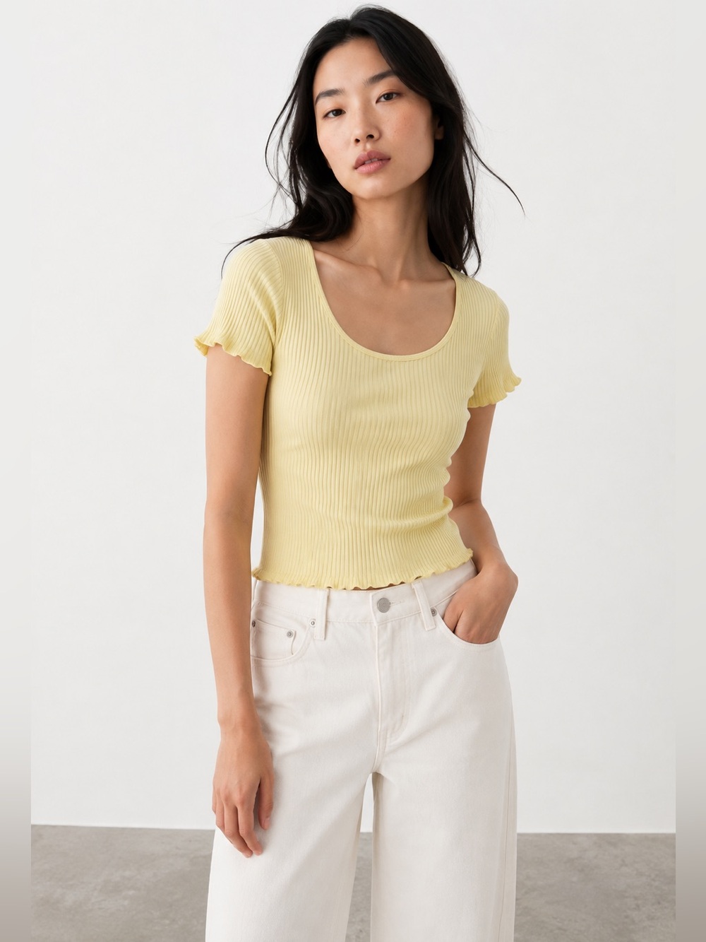 Wilfred Ribbed Scoop Neck Short Sleeve Top – Size S